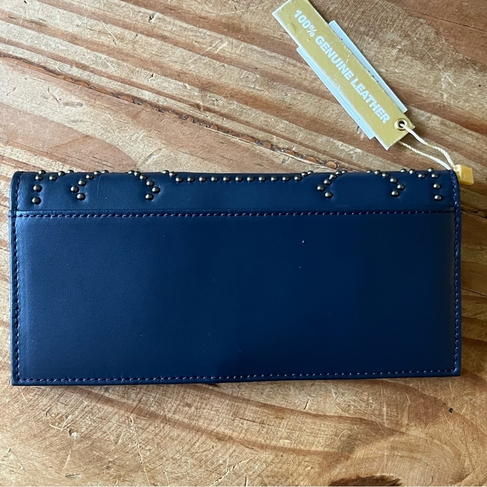 Aimee Kestenberg 100% Genuine Leather Wallet Navy Blue Studded NWT - Picture 5 of 11